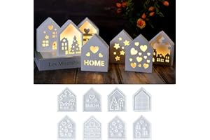 ‎EPODA EPODA 7 Stück Gießformen Silikon Häuser 3D Silikonform Haus Kerzenhalter Weihnachten Gips Gießen Giessformen Deko