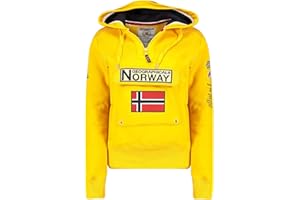 Geographical Norway GYMCLASS Lady - Felpa da Donna con Cappuccio e Tasche, a Maniche Lunghe, Casual