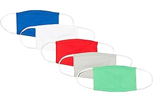 Oscar Apparels Kids Wiederverwendbare Stoffmaske, 100% BCI Baumwolle mit elastischer Schlaufe, Schwarz, Kinder (5er Pack)