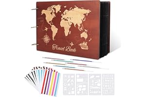 Giiffu Album Photo en Bois à Personnaliser - 100 Pages Noires, 30 x 21 cm Album Voyage, Scrapbooking DIY pour Famille, Mariage, Anniversaire, L'Obtention Du DiplôMe, Noël Cadeau