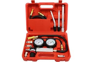 CHGJ Cylinder Leak Down Tester Kit,Engine Cylinder Dual Gauge Leakdown Tester kit Diagnostics Tool for Pressure Check & Leakage Rate Test with Extension Rod