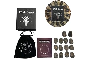 Runic Stone Set - 14 stycken nordiska häxrunor, trägraverade symbolstenar
