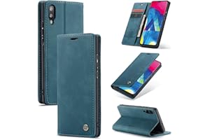 Cracedily Coque pour Galaxy A10 / Galaxy M10 Pochette, Etui Protection Housse Premium en Cuir PU, Etui à Rabat Pochette de Portefeuille Étui pour Samsung Galaxy A10 Case, Bleu Vert