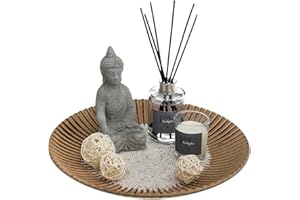 ATMOSPHERA CREATEUR D'INTERIEUR Atmosphera - Coffret Senteur Zen Diffuseur Parfum 6 Bâtonnets, 1 Bougie parfumée Pot en Verre, 1 Bouddha et Accessoires
