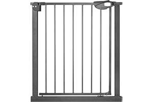 UISEBRT Treppenschutzgitter Ohne Bohren Türschutzgitter Kinder Treppengitter Türgitter Baby, 75-85cm breit, Selbstschließend, Einhändiges Öffnen Metall Gitter, Schwarz