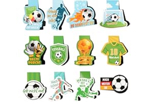 MEJOSER 12 Stück Lesezeichen Magnetisch Kinder Fußball auf Deutsch Inspirierend Schultüte Adventskalender Füllung Einschulung Geschenk Junge Fussball Geschenke Jungen Party Mitgebsel Magnetlesezeichen