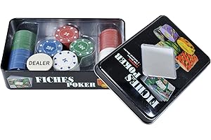 Import Tool Poker Chips 100 pezzi, Scatola in latta numerata, Età minima 36 anni, Età massima 180 anni