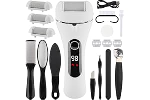 Foydream Lima Pies Durezas Eléctrica,Pedicura Profesional para Pies,Piedra Pomez para Pies Eliminar Recargable e Impermeable con 3 Rodillos y 2 Velocidades para Exfoliante Eliminar Durezas y Callos