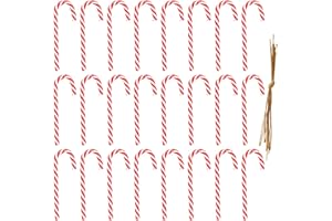Bluelves Bastones de Caramelo Navidad, 24 Piezas Decoración Navideña de Plástico, Adorno Candy Cane para Fiesta de Vacaciones (Rojo y Blanco)