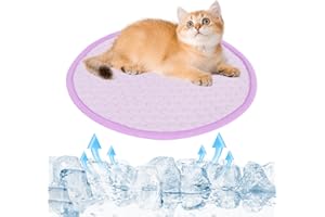 Iridsmole Cat Cooling Mats, Pet Cooling Mat 40cm, Pet Ice Mats Summer Pet Cooling Pad, Circle Yellow Pet Cooling Mat for Dogs Cats, Pad Ice Sleeping Cat in Hot Summer