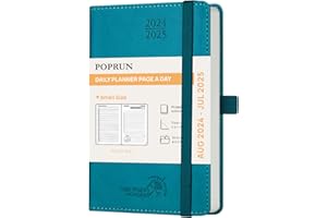 POPRUN 2024-2025 Academic Pocket Diary Day to Page A6 Soft Cover Mid Year Daily 24/25 Planner (Aug'24 - Jul'25) A Day per Page 1 Hour Interval Appointment Diary (Pacific Green)