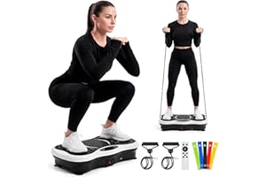 JUPPLIES Plataforma Vibración Muscular con 99 Velocidades, 5 Modos y 5 Bandas Elásticas - Máquina de Ejercicio con Bluetooth y Mando a Distancia para Adelgazar, Tonificar y Mejorar la Circulación