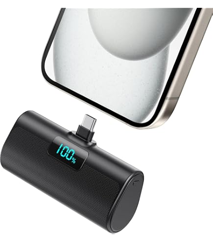 Auskang Batteria Esternna Magnetica 5000mAh, Caricabatterie Portatile con Ricarica Rapida Wireless, Power Bank Slim con Supporto Pieghevole, Mini Batteria Compatibile con iPhone 14/15/16 (Nero