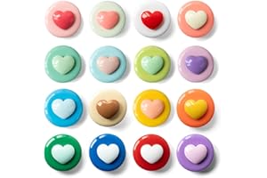 ‎SUNURS SUNURS 16/9-teiliges glänzendes süßes Makaron-Liebesherz-Magnet-Set - für Whiteboard, Schließfach, Küche & Büro, farbenfrohe Starke dekorative Magnetfolien (Mehrfarbig, Mehrpack)