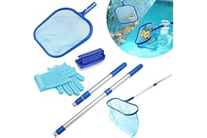 ROTKUSZ Épuisette de piscine, épuisette de bassin avec tige télescopique de 40-93 cm, ensemble de 5PCS d'épuisettes de fond pour piscine, épuisette de bassin à mailles fines, filet de skimmer de