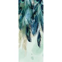 Autocollant Mural 3D Floral Bleu - Décor Adhésif Pour Porte Ou Mur (77x200 Cm) Style Abstrait Avec Plumes