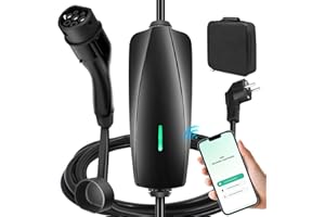 EVJUICION Cargador Coche Electrico Control de App/WiFi, 6-16A, Cargador EV Tipo 2 Schuko, 8M Cable Carga Coche Electrico Portátil Rapida con Bolsa
