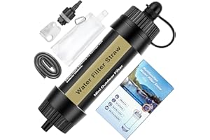 TEUEN Mini Water Purification 8000L Survival Water Purifier Outdoor Water Filtration System 0.01 Micron Emergency Gear Personal Water Filter Straw Set for Camping Hiking Trekking Travelling