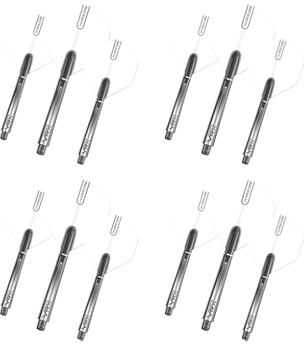 NHPY 12 Pièces Tiges Et Ailettes De Fléchettes En Une Seule Pièce, Accessoires Pour Fléchettes,Ailette Flechette,Tige Flechette (Noir,Blanc