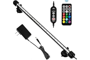 iKefe 38cm Timer Color Fish Tank LED Submersible Aquarium Light with Remote/Small Colored Aquarium LED Tank Lights Fixture for Underwater Decorations, Saltwater Freshwater Glow Light for Aquarium