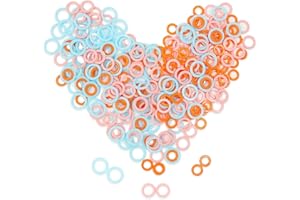 Klaimbmo 300 anelli colorati a maglia, in plastica, per lavori a maglia, per lavori a maglia, per lavori fai da te, lavori a maglia, uncinetto, fai da te (colore casuale)