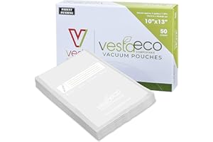 V VESTA PRECISION Sacs sous vide biodégradables VestaEco pour machine à chambre | 50 sacs | Certifié compostable | Idéal pour le stockage sous vide ou la cuisson sous vide (25 x 33 cm)