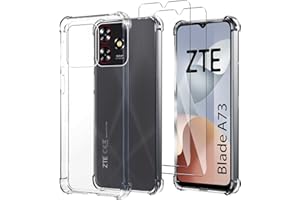 JDXHFF Hülle Kompatibel mit ZTE Blade A73 4G (6.6") Transparent und 2 Stück Panzerglas Displayschutzfolie - Bumper Schutzhülle Weich Silikon Flexibel TPU Tasche Case Clear