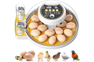 TRIWIND Egg Incubator for Hatching 18-60 egg Full Automatic for Chicken Duck Quail Parrots with Humidity &Temperature Control, Automatic Egg Turning, Incubator for Farm Lab Science Classroom Home