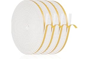 CAREHABI Joint Fenetre Isolation Anti Froid, 20m Joint Porte d'entrée Mousse Adhésif 6 x 3mm Bande Etancheite Autocollante Isolant Fenêtre Contre le vent, Anti pluie, Anti-bruit (Blanc)