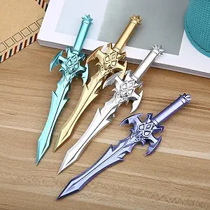 SSKR 06 Pieces Talwar Bahubali Sword Blue Ink Gel Pen Fancy Set for School Supplies Office Stationary Return gift for kids