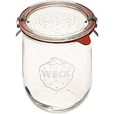 Weck Lale Kavanozu - Ekşi Hamur Başlangı&ccedil; Kavanozları - 1 x WECK 745 Geniş Ağızlı B&uuml;y&uuml;k Şeffaf Kavanoz - 1 Litre Cam Kapak, k