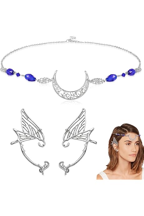 Accessori Capelli Elfo Con Tiara E Orecchini - Cristallo Verde, Stile Vintage Per Cosplay E Feste - Foto 5