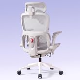SIHOO B300 Pro Ergonomic Office Chair Adaptive Lumbar Support, White | 6D Folding and Swivel Armrests, 3D Wide Headrest, Brea