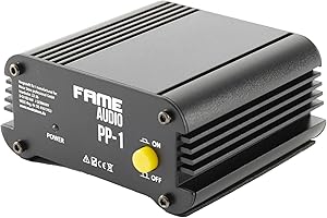 Fame Audio PP-1, Phantomspeiseteil, Externe Stromversorgung für Mikrofone und Geräte, 1 Kanal, 48V, Hochwertige Komponenten