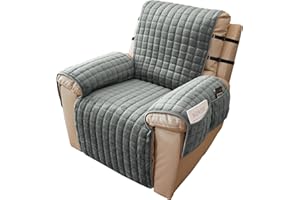 ‎ALISHOMTLL Alishomtll Sesselschoner für Relaxsessel Relaxsofa, 1 Sitzer Fernsehsessel Armlehne Sesselauflage, Anti-Rutsch Kratzfest Sesselüberzug mit 4 Taschen und 2 Verstellbaren Riemen, 53x190cm, Grau