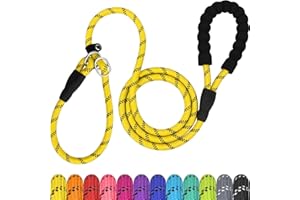 TagME Reflectante Correa Perro Adiestramiento,Correa Retriever,Correa de Entrenamiento,Correa Ajustable Perro Grande,Ø12mm x 185cm,Amarillo