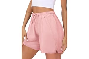 Litherday Short Sport Femme Été Bermuda Femme Short de Sport Femme avec Cordon Élastique et Poches pour Yoga Fitness Gym Jogging