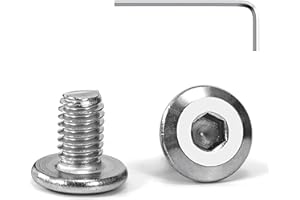 Tunejoy Tornillos de Cabeza Plana M6 x 10 mm Tornillo de Cabeza Hexagonal de Acero Inoxidable A2 V2A Perno de Muebles con llave Allen Rosca Completa 20 Piezas