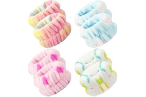 CHUANGDI 4 Paar Spa Handgelenk Waschband Mikrofaser Gesichtswäsche Armbänder Saugfähiges Handgelenk Schweißband für Frauen Verhindert das Verschütten von Flüssigkeit (Lebhafte Farbe, Klassischer Stil)