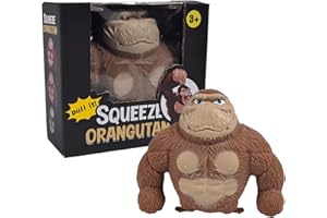 Stretchy Monkey Toys - Tomicy Monkey Stress Toys for Kids and Adults, Decompress Stress Reliever Sensory King Kong Toys Figure, Stress Relief Gorilla Toys Birthday Gift for Children and Adults (Brown)