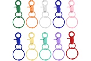JJWUYUE Anelli Chiave 30mm con Moschettone, Set di 10 Portachiavi Colorati, Gancio a Moschettone con Anelli Rotanti a 360° per Tecniche Creative Fai-da-te, Moschettone Girevole