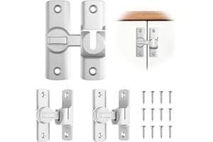 Forbabe 3 Stück Schiebetür Schloss, Aluminiumlegierung Türriegel mit Schrauben 90/180 Grad Bolzenriegel Silber Schiebeschloss für Türriegel Außen/Innen Fensterriegel Scheunen Schiebetür Verriegelung