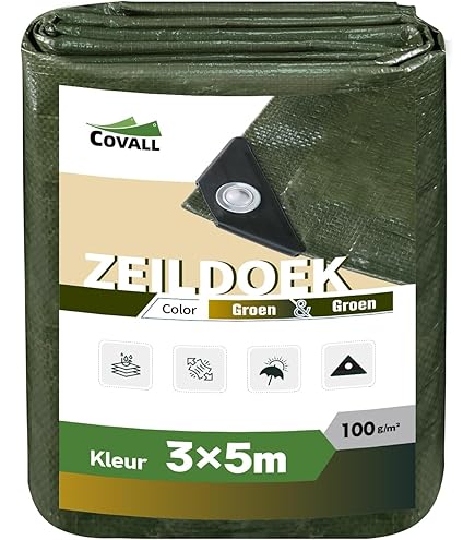 G.F. afdekzeil Premium Line 140g/m², Wit, 3m x 4m = 12m² keuze uit 25 verschillende maten in groen en wit! zeildoek met oogjes, uv-bestendige stof, Dekzeil met bevestigingsringen, afdekhoes