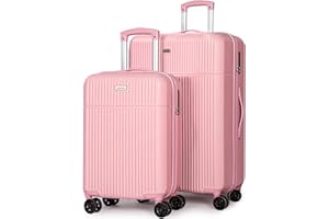 H.YEED Luggage Sets 2, ABS Hard Shell Lightweight Trolley Travel Suitcase Set with 4 Spinner Wheels TSA Lock for Man Women, 21" + 28"(Pink)