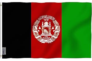 Anley Fly Breeze 3x5 Piedi Bandiera Afghanistan - Colore vivido e Resistente allo sbiadimento UV - Intestazione in Tela e Doppia Cucitura - Bandiera della Repubblica dell'Afghanistan