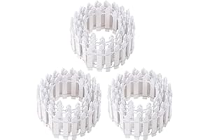 CCCYMM Pack of 3 5X100CM White Mini Wooden Fence for Miniature Fairy Garden Ornament Small Wood Picket Fence Craft Micro Landscaping Decor DIY Accessories