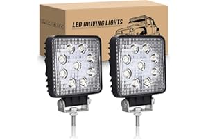 RIGIDON 2Pcs Carré phare de travail led, 4 pouces 10cm 27W Projecteur led Floodlights lampe de Travail 12V 24V 6000K Feux de Travail pour 4x4 Voiture Camion Tracteur SUV Bateau