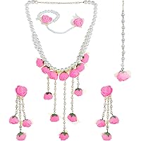 YouBella Jewellery Set for Women Floret Gota Patti Necklace, Earrings, Bracelet & Maang Tika for Women & Girls (Mehandi…