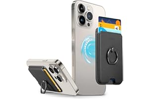 TUCCH Magnetyczny portfel do iPhone 16/15/14/13/12, regulowany pierścień na telefon komórkowy 360 stopni, blokada RFID, ultra cienki, ze skóry PU, etui na karty, etui na karty ze stojakiem, uchwyt na