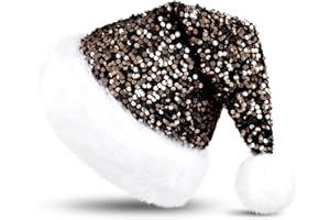 KONVINIT Weihnachtsmütze Erwachsene Nikolausmütze Weihnachtsmann Mütz mit Glitzer Pailletten und Plüsch Rand für Christbaumspitze Festliche Weihnachtsfeier Tannenbaum,rot